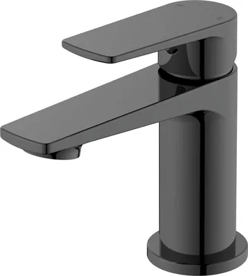Waschtischarmatur Schwarz, Einhebelmischer, Messing, mit Ablaufgarnitur