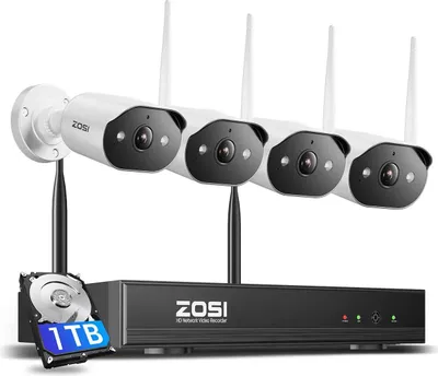 Immagine prodotto di Sistema di telecamere di sicurezza, risoluzione 3MP, compatibilità Wi-Fi 6, 1TB 3MP 4 telecamere