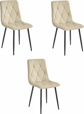 Immagine prodotto di Sala da pranzo, soggiorno, ufficio Sedia LIBRA - velluto beige chiaro / gambe nere 3 pezzi