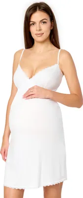 Produktbild von Merry Style Unterkleid für Schwangerschaft Petticoat Schwangerschaftskleid aus Viskose Nachthemd Damen Elastisch Leicht Alltagskleidung MS10-466 (Weiß, XXL)