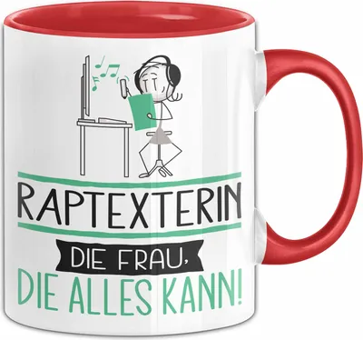 Produktbild von Raptexterin Geschenk Tasse Becher Die Frau Die Allen Kann Geschenkidee für eine Raptexterin Lustig (Rot)