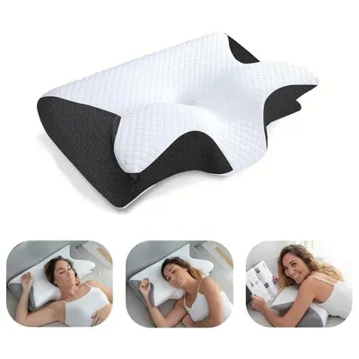 Produktbild von Nackenkissen Kopfkissen Ergonomisches Orthopädisches Kissen gegen Nackenschmerzen Nackenstützkissen Schlafkissen Memory Foam Schwarz YaLiva Decor