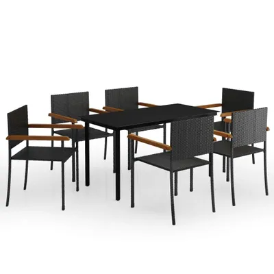 Image de vidaXL Ensemble de jardin 7 pièces noir