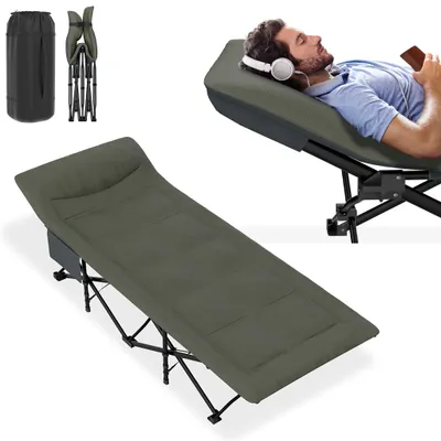 Produktbild von TANYEAR Feldbett mit Matratze 183 x 73 x 50 cm klappbar 250 kg Grau Gästebett