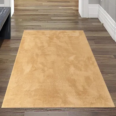 Produktbild von Teppich gold samtig weich Hasenfell-Optik mit sanftem Glanz Größe - 80 x 150 cm