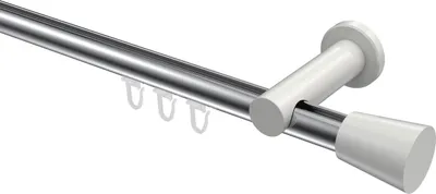 Produktbild von Interdeco Innenlaufstange / Gardinenstange mit Innenlauf Chrom / Weiß, Typ Platon Sitra (Konus), 20 mm Ø 1-läufig, 180 cm