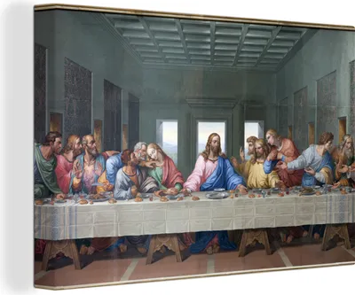 Produktbild von OneMillionCanvasses® - Leinwandbilder - 150x100 cm, Das letzte Abendmahl - Leonardo da Vinci, Wandbilder Kunstdruck Wanddekoration - Foto auf Leinwand - Gemälde auf Holzrahmen