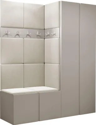 Produktbild von MIRJAN24 Garderoben-Set Orion III, Garderobe mit Sitzbank mit 11 x Wandpanel 42x42 (Farbe: Cashmere, Manila 02)