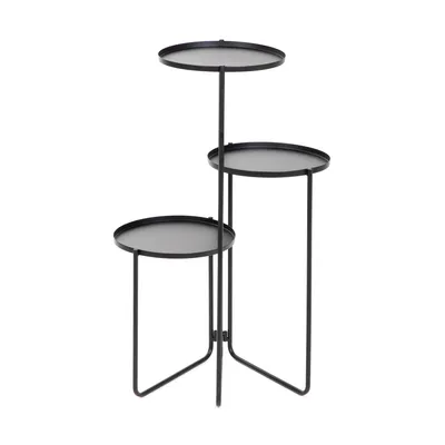 Produktbild von HOMLA ROH dreistufiges Blumenbeet schwarz 25x48/70 cm