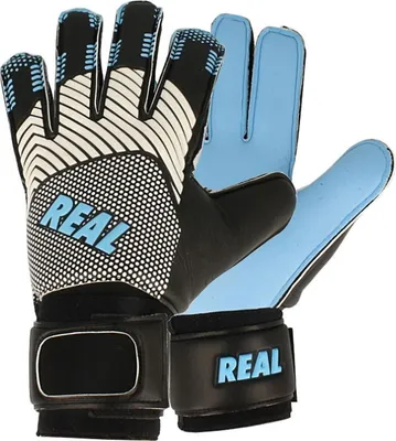 Produktbild von Real Aqua Torwarthandschuhe Kinder - Schwarz / Hellblau  | Größe: 7,5