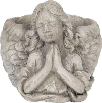 Obrázek produktu pro Clayre & Eef Blumentopf Angel 16x13x12 cm Grau Stein