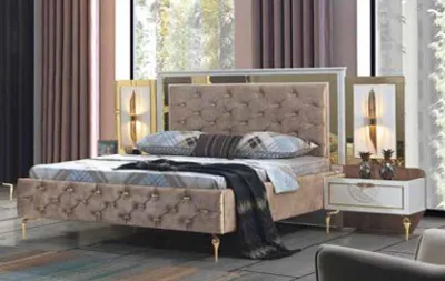 Produktbild von Chesterfield Bett Polster Design Luxus Doppel Hotel Betten Italienische Holz Neu