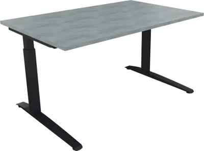 Produktbild von Schreibtisch Kufe Einzels. Quadrat B1400xT900xH650-850 an/Beton hell
