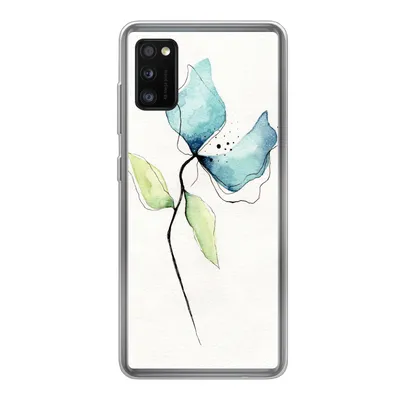 Produktbild von MuchoWow® Handyhülle Schutzhülle Hülle für Samsung Galaxy A41 Blumen - Aquarell - Blau Silikon Softcase Handy Hülle - Mobiltelefon