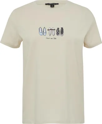 Produktbild von Comma Damen Regular-Fit T-Shirt mit Print aus Baumwollmix, Braun, Größe 36