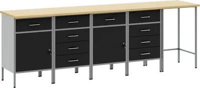 Produktbild von Arbeitsschrankset mit Schubladen 5 pcs Schwarz und Grau