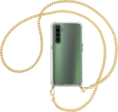 Produktbild von Handykette Backcover-Schutzhülle mit Band (Metall goldfarben) für Realme X50 Pro 5G - goldfarbene Kette