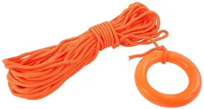 Image de Corde de sauvetage professionnelle, 30 mètres - Bracelet avec fonction lumineuse - Orange - Plongée/Sports nautiques - Haute visibilité - Corde de sauvetage