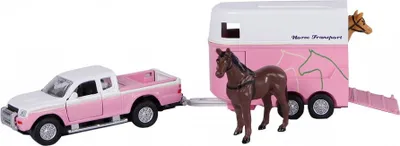 Produktbild von Kids Globe Mitsubishi L200 Pferdeanhänger 1:24