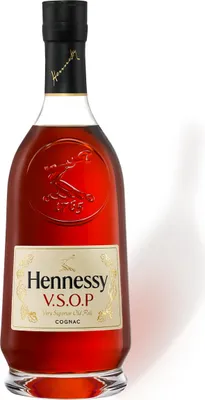 A bottle of Hennessy VSOP Cognac on a white background.