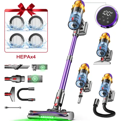 Produktbild von Hiazurm Akku Staubsauger,Staubsauger kabellos mit Touchscreen, HEPAx4, Schlauchbürste, Staubsauger, Anti-Tangle-Staubsauger