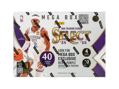 Produktbild von 2024/25 Panini Select Basketball Mega (Red & Purple Cracked Ice!) + Card Up Gratis Schutzhüllen