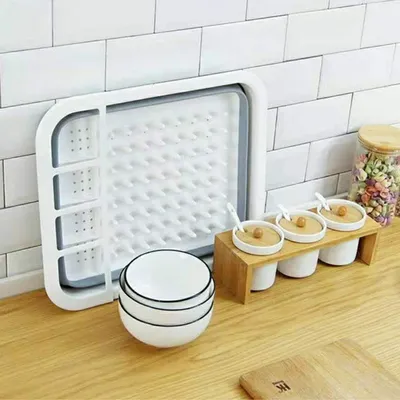 Obrázek produktu pro Skládací odkapávač na nádobí, stojan na sušení nádobí ze silikonu, odkapávač na nádobí - FOLDITRAY