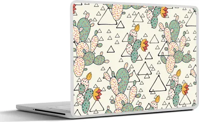 Produktbild von MuchoWow® Laptop Aufkleber Sticker Cover Muster - Kaktus - Dreieck 31x22.5 cm - Laptop-Deko