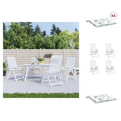 Obrázok produktu pre vidaXL Vankúš na stoličku 4 ks Látka so vzorom listov 40x40x3 cm - vankúš na sedenie