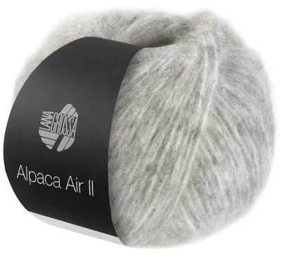 Zdjęcie produktu dla Lana Grossa ALPACA AIR II 50 g Lekka przędza rurkowa z alpaki z zawartością bawełny 140 m Kolor 010 - Jasnoszary