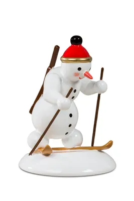 Produktbild von Holzfigur Schneemann Biathlet Höhe 6,5cm NEU