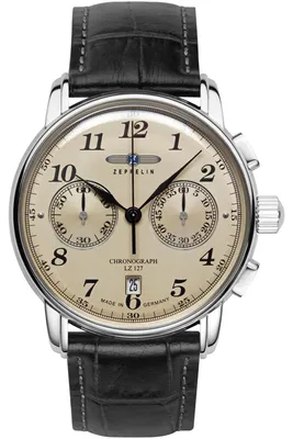 Produktbild von ZEPPELIN 7678-5 Chronograph Uhr Herrenuhr Lederarmband Chrono Datum schwarz