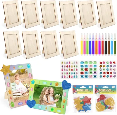 Zdjęcie produktu dla 10 sztuk - Drewniana ramka na zdjęcia - 20 x 15 cm - Zestawy do rękodzieła dla dzieci - Drewniana ramka na zdjęcia do pomalowania