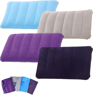 Obrázok produktu pre 4 Kusy Nafukovací Cestovný Vankúš, Ergonomický, Sametový, Ľahký, Pre Vonku, Kempovanie