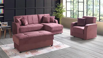 Productafbeelding van Luxe woonkamer set: fauteuil, hoekbank, hocker, moderne L-vorm, complete set, comfortabel