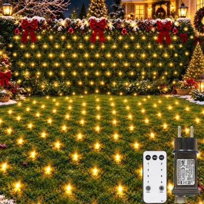 LED-Lichtnetz 3x2 m, 200 warmweiße LEDs, Timer, Fernbedienung