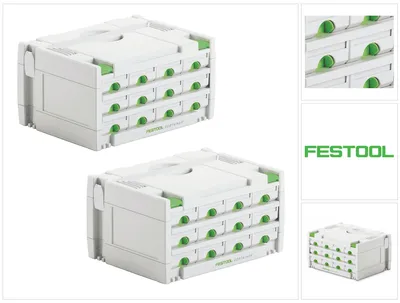 Obrázek produktu pro Festool Sortimentní sada 2x SYS 3-SORT/12 ( 2x 491986 ) Kufřík s 12 přihrádkami na šrouby hmoždinky hřebíky