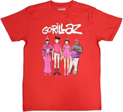 Immagine prodotto di Gorillaz - Maglietta "Cracker Island Standing Group" per uomo/donna Unisex RO9192 (L) (Rosso)