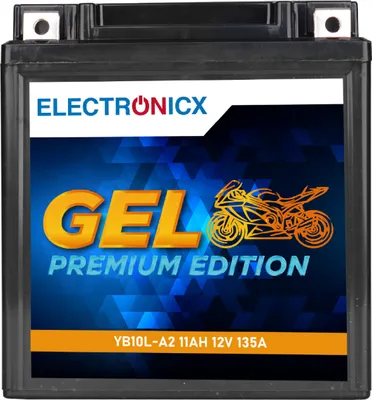 Immagine prodotto di Batteria elettronica per moto Electronicx YB10L-A2 GEL 12V 11Ah 135A/EN – esente da manutenzione, durata doppia, elevata potenza di avviamento