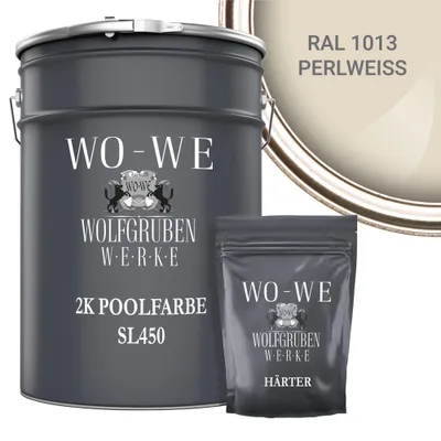 Produktbild von 2K Poolfarbe Poolbeschichtung Schwimmbadfarbe SL450 Perlweiß wie RAL 1013 - 20Kg
