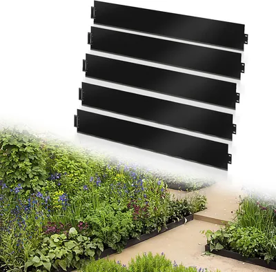 Produktbild von Jopassy Rasenkante Metall Beeteinfassung Mähkante Verzinkt Wegbegrenzung Beetumrandung Palisade Schwarz 100x15cm 5m