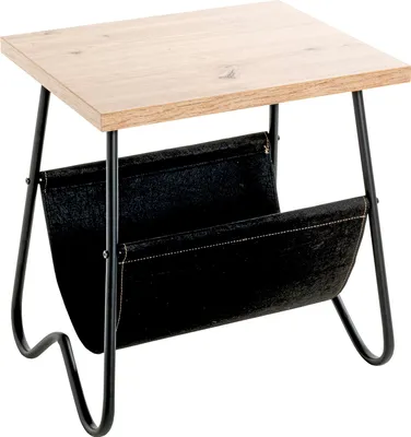 Produktbild von HAKU Beistelltisch Eiche hell, schwarz - MDF, Metall, Textilgewebe, B/H/T: 48x51x40 cm