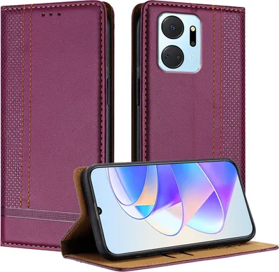 Obrázek produktu pro Pouzdro pro Honor X7A kožené flipové pouzdro s funkcí stojánku Fialová