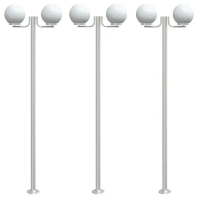 Immagine prodotto di vidaXL Luci da sentiero 3 pezzi argento 215 cm acciaio inox