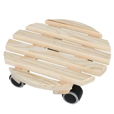 Produktbild von Esschert Design Pflanzenwagen Rolluntersetzer Hellbraun rund Ø 28,8 cm