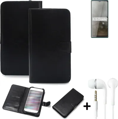 Produktbild von K-S-Trade Wallet Case Handyhülle kompatibel mit Cubot P50 Schutzhülle Flip cover Flipstyle Tasche Hülle Flipcover Slim Bumper schwarz + in ear