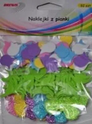Zdjęcie produktu dla Naklejki piankowe kwiaty z brokatem 92 sztuki