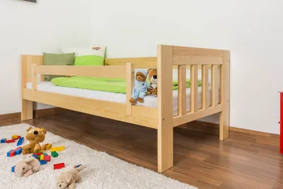 Produktbild von Kinderbett / Juniorbett Kiefer massiv Vollholz natur 95, inkl. Lattenrost - 90 x 200 cm (B x L)