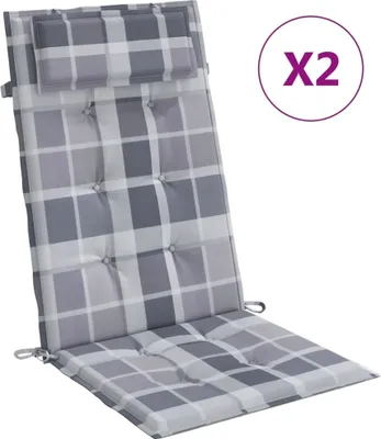 Immagine prodotto di vidaXL Cuscini per schienale alto 2 pezzi. Tessuto Oxford a quadri grigio
