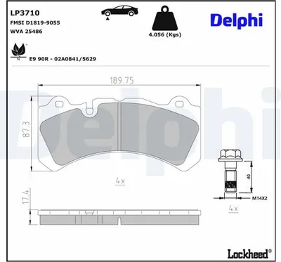 Produktbild von DELPHI Bremsbeläge Satz Vorne Bremsklötze für VOLVO V60 (155, 157) LP3710